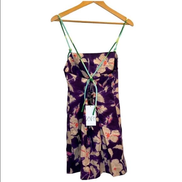 ZARA Floral Linen Blend Dress NWT - Picture 5 of 11